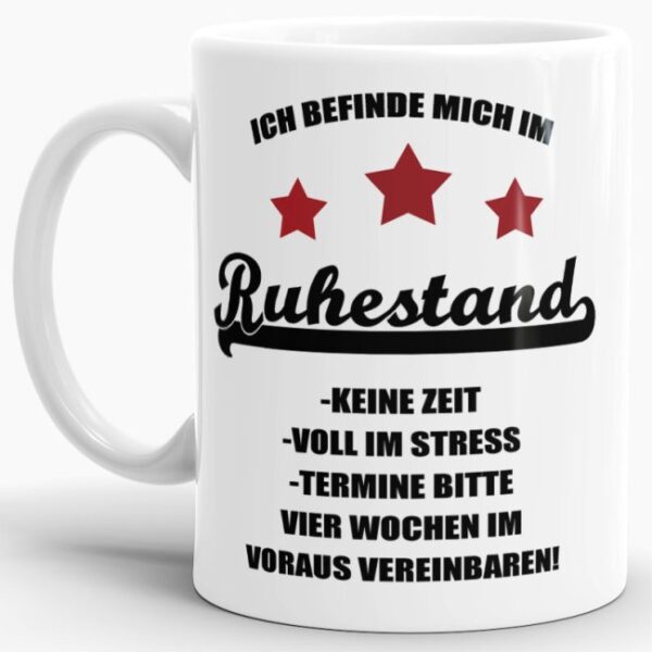 Lustige Tasse für Rentner und Rentnerinnen als Geschenkidee zur Pensionierung - mit dieser witzigen Keramik Tasse macht die Kaffeepause im...