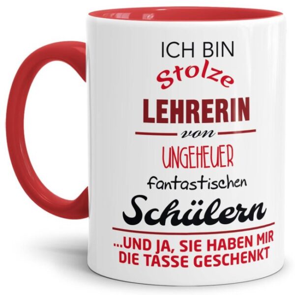 Tasse für Lehrerinnen mit fantastischen Schülern aus hochwertiger Keramik mit witzigem Spruch. Eine besondere