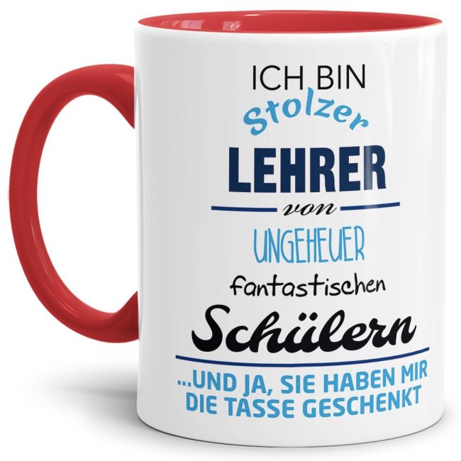 Tasse für Lehrer mit fantastischen Schülern aus hochwertiger Keramik mit witzigem Spruch. Eine besondere