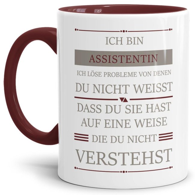 Berufetasse für eine Assistentin mit lustigem Spruch als persönliches Geschenk - Ich bin Assistentin