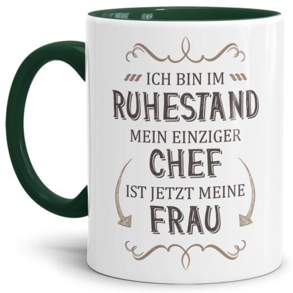 Lustige Tasse für Rentner als Geschenkidee zur Pensionierung - mit dieser witzigen Keramik Tasse - Mein einziger Chef ist jetzt meine Frau - macht...