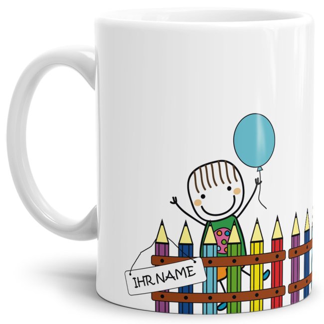 Tasse für Schulanfänger mit Wunschname - das besondere Geschenk für Jungen zum Schulanfang. Personalisiert mit dem Namen des Schulkindes wird diese...