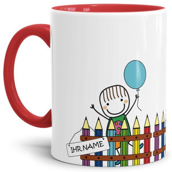 Tasse für Schulanfänger mit Wunschname - das besondere Geschenk für Jungen zum Schulanfang. Personalisiert mit dem Namen des Schulkindes wird diese...