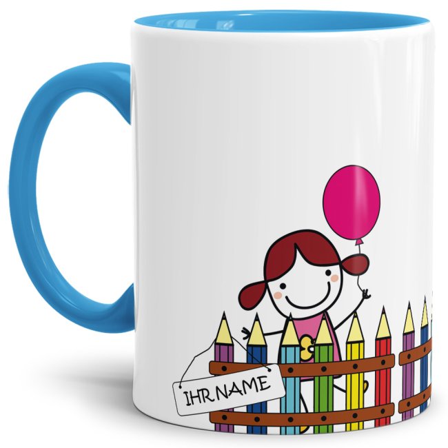 Tasse für Schulanfänger mit Wunschname - das besondere Geschenk für Mädchen zum Schulanfang. Personalisiert mit dem Namen des Schulkindes wird...