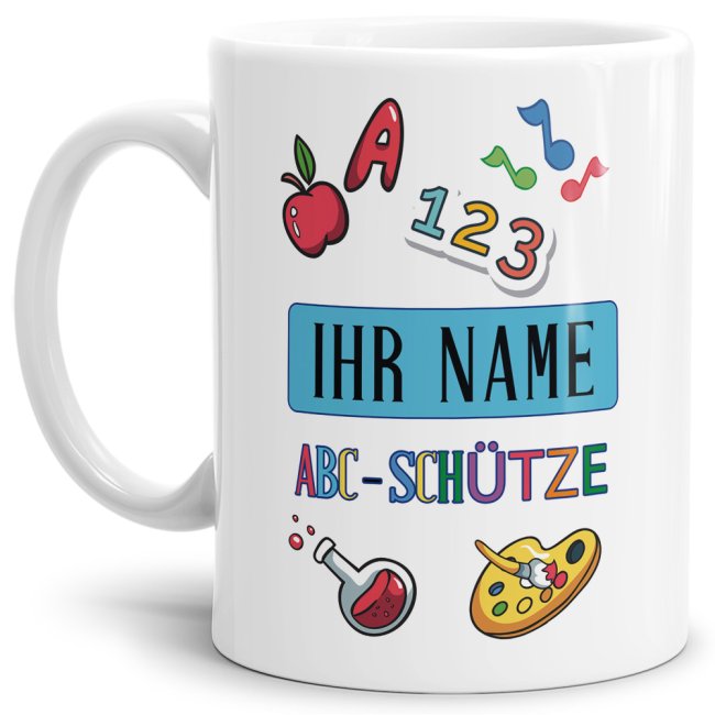 Name für Schulkindernstasse - ABC-Schütze - zum Schulanfang. Die Tasse mit Name für Schulkinder - einfach anpassen - mit dem WunschName für...