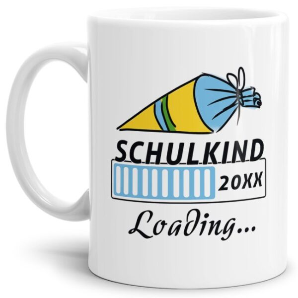 Besondere Tasse personalisierbar mit dem Einschulungsjahr Ihres Kindes - Schulkind Loading - zum Schulanfang. Diese witzige Tasse für Erstklässler...