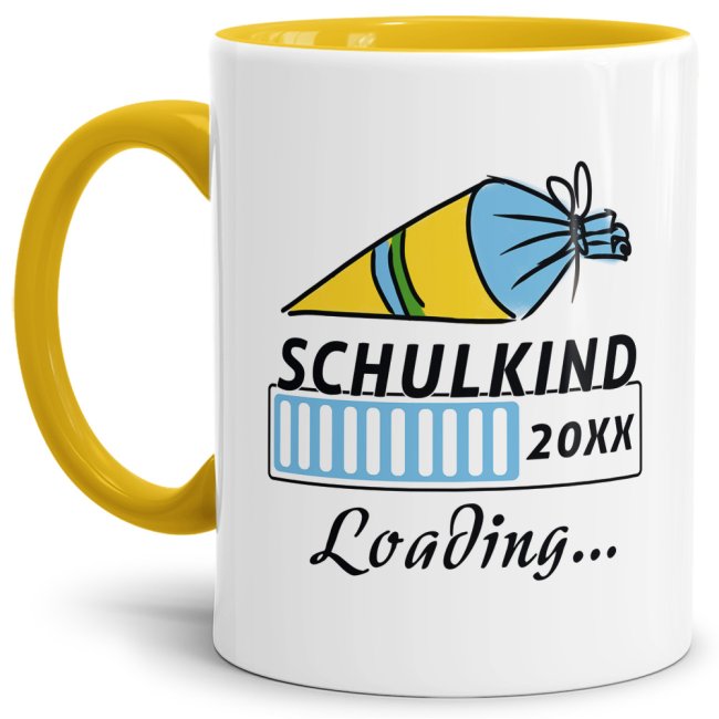 Besondere Tasse personalisierbar mit dem Einschulungsjahr Ihres Kindes - Schulkind Loading - zum Schulanfang. Diese witzige Tasse für Erstklässler...