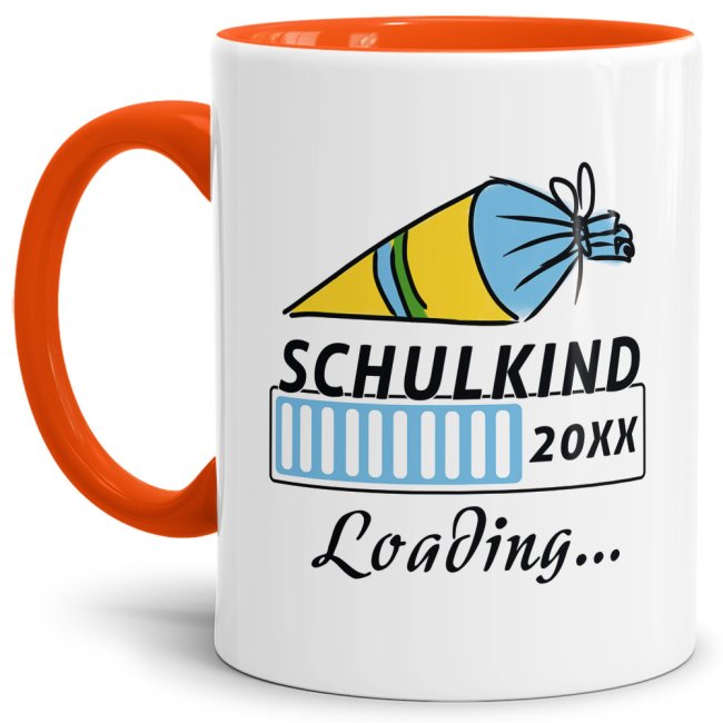 Besondere Tasse personalisierbar mit dem Einschulungsjahr Ihres Kindes - Schulkind Loading - zum Schulanfang. Diese witzige Tasse für Erstklässler...