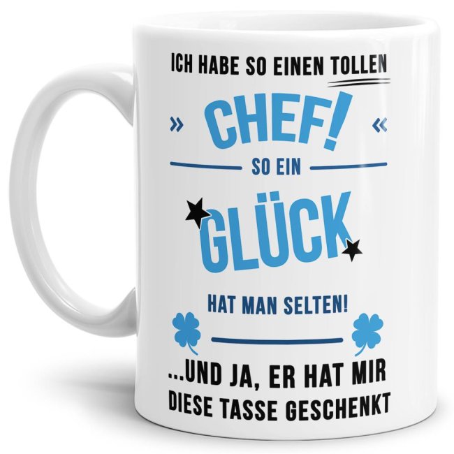 Spruchtasse als Geschenkidee für Mitarbeiter und Mitarbeiterinnen. Eine kleine Aufmerksamkeit vom Chef zum Geburtstag