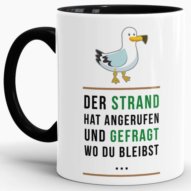 Tasse mit Spruch für Urlauber und Menschen mit Fernweh als Bürotasse für die Vorfreude auf den nächsten Urlaub.