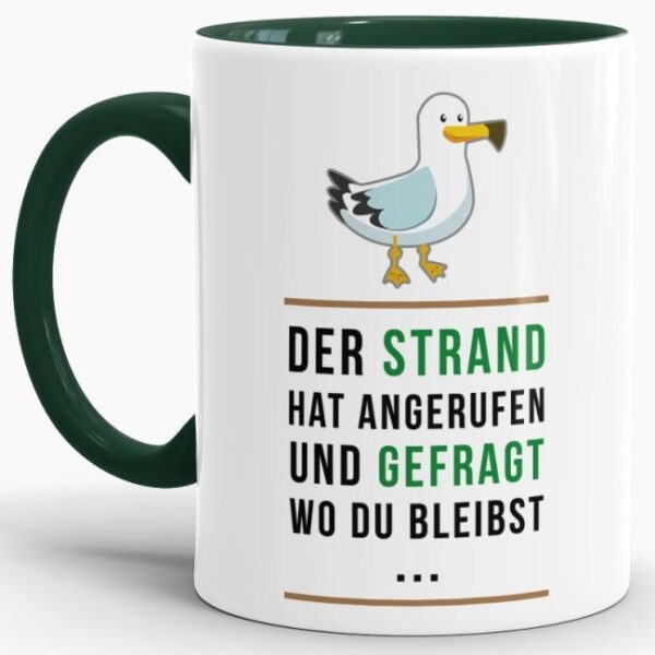 Tasse mit Spruch für Urlauber und Menschen mit Fernweh als Bürotasse für die Vorfreude auf den nächsten Urlaub.