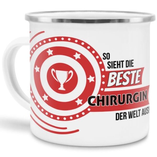 Berufe-Tasse mit lustigem Spruch - So sieht die beste Chirurgin aus - ist eine ideale Geschenkidee passend zu jedem Anlass. Unsere Berufe-Tassen...