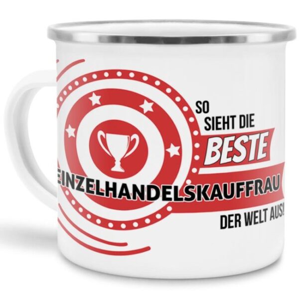 Berufe-Tasse mit lustigem Spruch - So sieht die beste Einzelhandelskauffrau aus - ist eine ideale Geschenkidee passend zu jedem Anlass. Unsere...