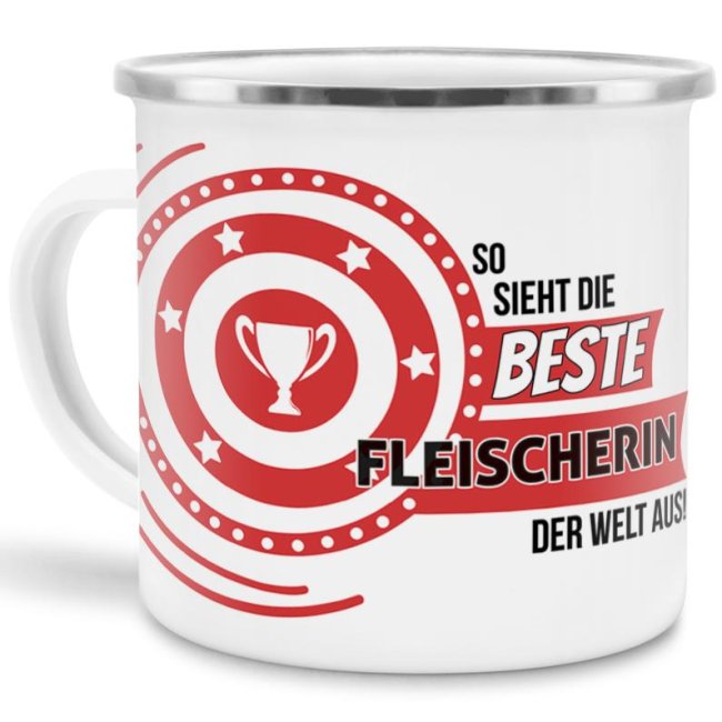 Berufe-Tasse mit lustigem Spruch - So sieht die beste Fleischerin aus - ist eine ideale Geschenkidee passend zu jedem Anlass. Unsere Berufe-Tassen...