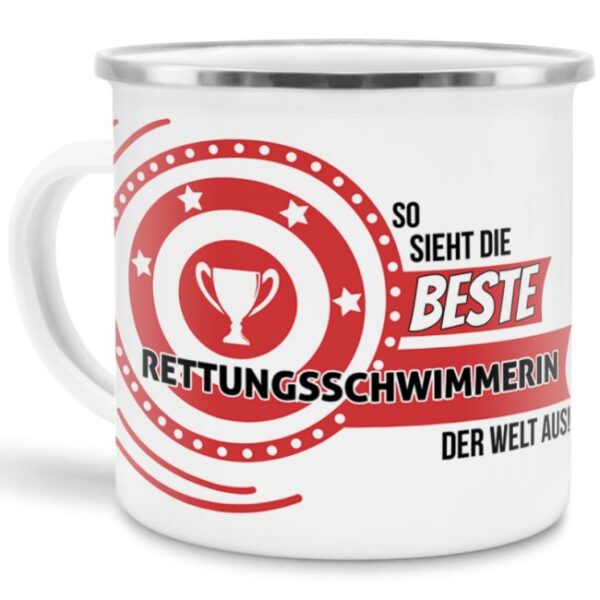 Berufe-Tasse mit lustigem Spruch - So sieht die beste Rettungsschwimmerin aus - ist eine ideale Geschenkidee passend zu jedem Anlass. Unsere...