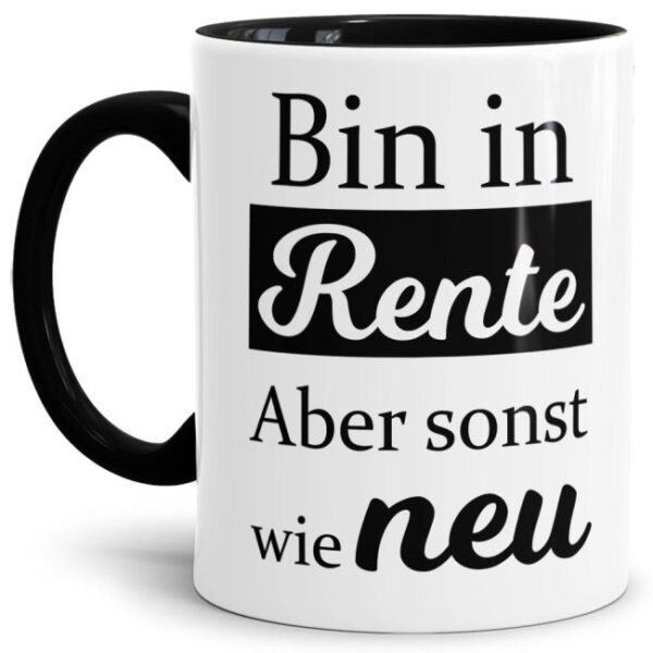 Witziger Kaffeebecher für die Rente mit dem Spruch - Bin in Rente