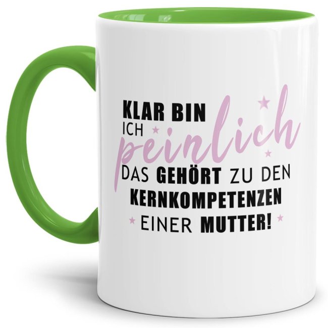 Hellgrüne Tasse mit witzigem Spruch - Peinlich