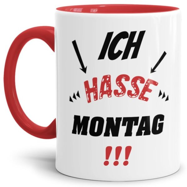 Witzige Bürotasse mit Spruch. Ihr hasst den Montag? Und feiert das Wochenende? Dann ist diese Tasse mit lustigem Spruch - Ich hasse Montag! - genau...