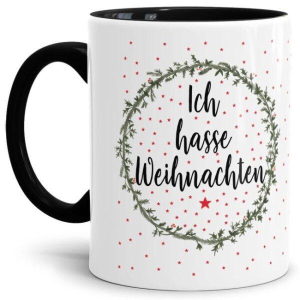 Lustige Tasse mit Weihnachtsspruch - Ich hasse Weihnachten - eine originelle Geschenkidee für alle grummeligen Weihnachtshasse zur Adventszeit