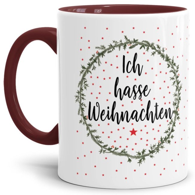 Lustige Tasse mit Weihnachtsspruch - Ich hasse Weihnachten - eine originelle Geschenkidee für alle grummeligen Weihnachtshasse zur Adventszeit