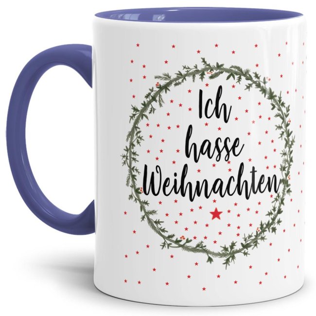 Lustige Tasse mit Weihnachtsspruch - Ich hasse Weihnachten - eine originelle Geschenkidee für alle grummeligen Weihnachtshasse zur Adventszeit