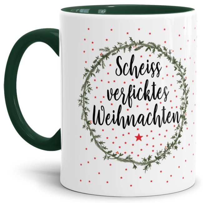 Lustige Weihnachtstasse mit Spruch - Scheiss verficktes Weihnachten! Eine witziges Mitbringsel in der Adventszeit für alle grummeligen...