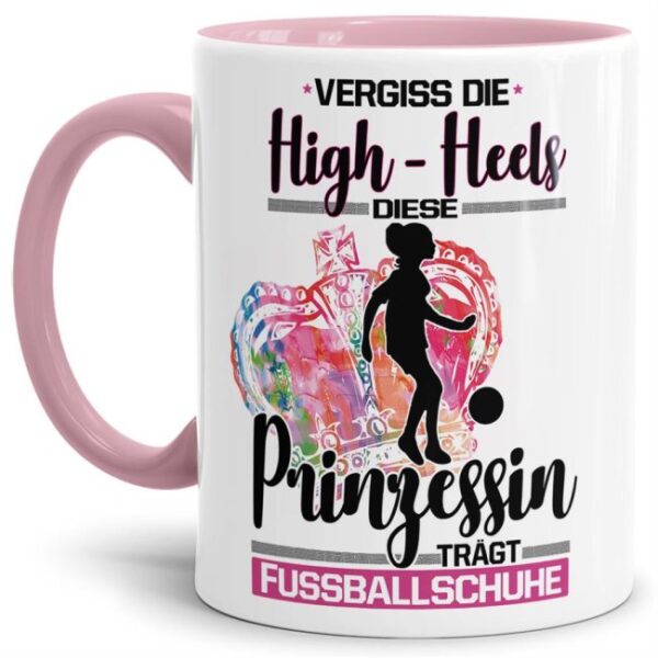 Eine echte Prinzessin trägt nicht nur High-Heels - sie ist auch sportlich! Hochwertiger Kaffeebecher - Innen & Henkel Rosa - für jede Frau und...