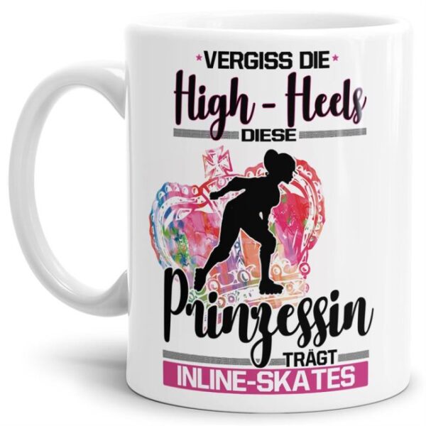 Eine echte Prinzessin trägt nicht nur High-Heels - sie ist auch sportlich! Hochwertiger Kaffeebecher - Weiß - für jede Frau und jedes Mädchen