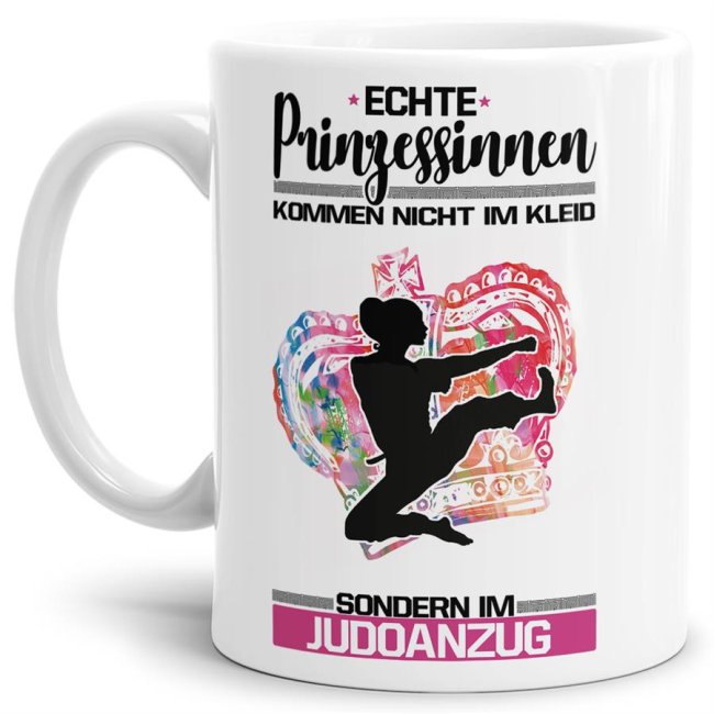 Eine echte Prinzessin trägt nicht nur High-Heels - sie ist auch sportlich! Hochwertiger Kaffeebecher - Weiß - für jede Frau und jedes Mädchen