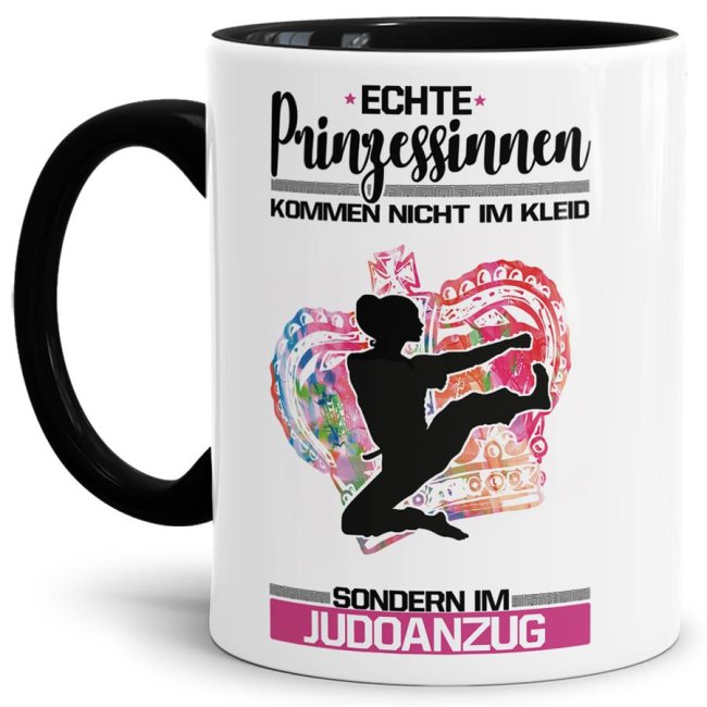 Eine echte Prinzessin trägt nicht nur High-Heels - sie ist auch sportlich! Hochwertiger Kaffeebecher - Innen & Henkel Schwarz - für jede Frau und...