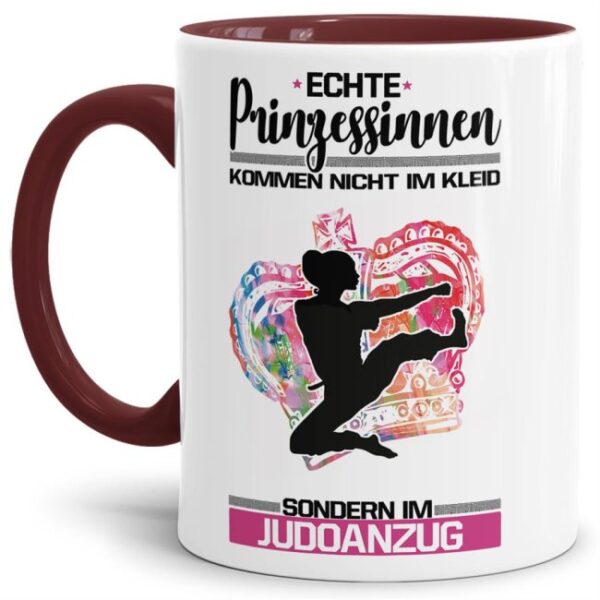 Eine echte Prinzessin trägt nicht nur High-Heels - sie ist auch sportlich! Hochwertiger Kaffeebecher - Innen & Henkel Weinrot - für jede Frau und...