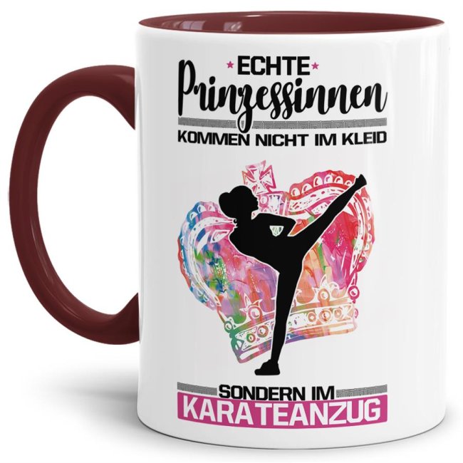 Eine echte Prinzessin trägt nicht nur High-Heels - sie ist auch sportlich! Hochwertiger Kaffeebecher - Innen & Henkel Weinrot - für jede Frau und...