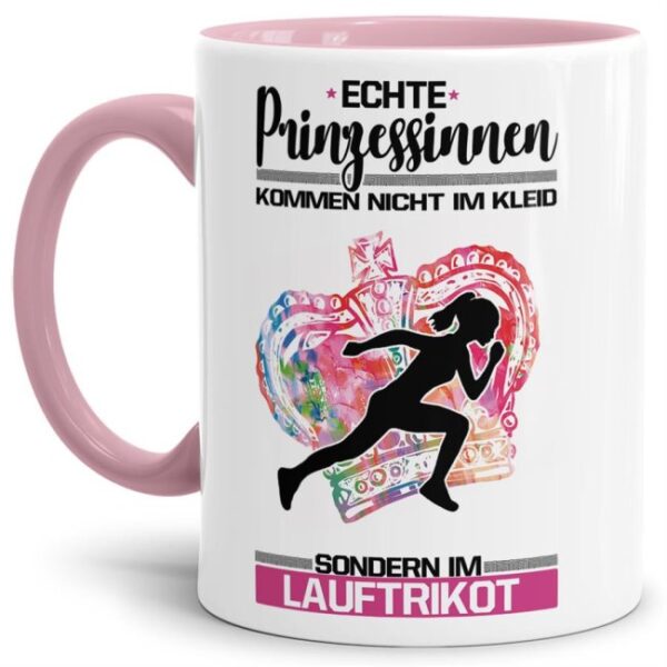 Eine echte Prinzessin trägt nicht nur High-Heels - sie ist auch sportlich! Hochwertiger Kaffeebecher - Innen & Henkel Rosa - für jede Frau und...