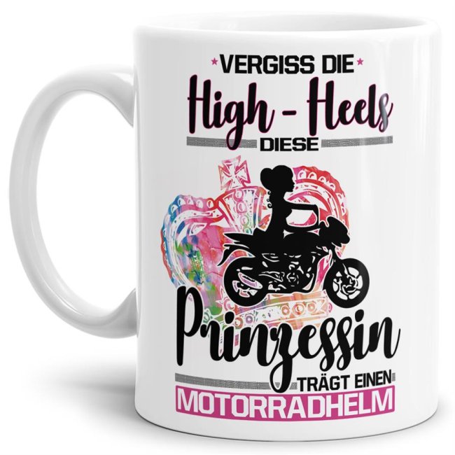 Eine echte Prinzessin trägt nicht nur High-Heels - sie ist auch sportlich! Hochwertiger Kaffeebecher - Weiß - für jede Frau und jedes Mädchen