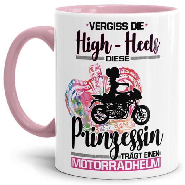 Eine echte Prinzessin trägt nicht nur High-Heels - sie ist auch sportlich! Hochwertiger Kaffeebecher - Innen & Henkel Rosa - für jede Frau und...