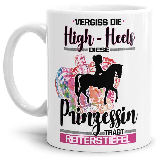 Eine echte Prinzessin trägt nicht nur High-Heels - sie ist auch sportlich! Hochwertiger Kaffeebecher - Weiß - für jede Frau und jedes Mädchen