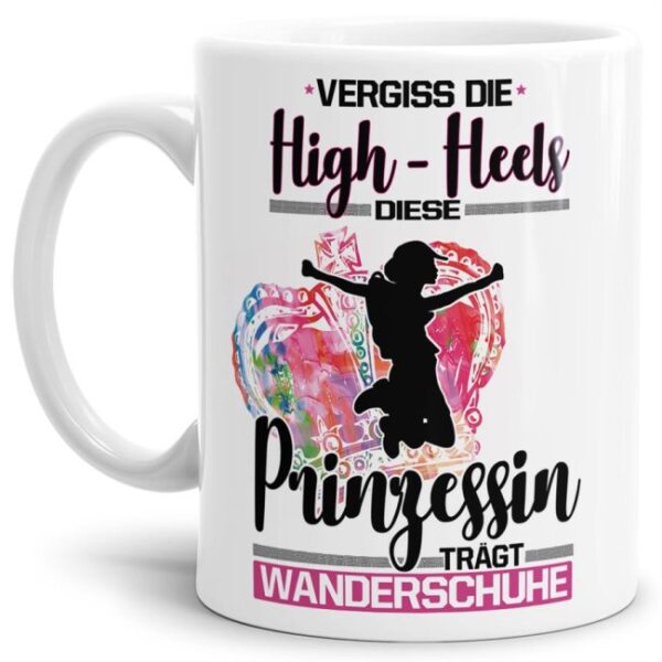 Eine echte Prinzessin trägt nicht nur High-Heels - sie ist auch sportlich! Hochwertiger Kaffeebecher - Weiß - für jede Frau und jedes Mädchen