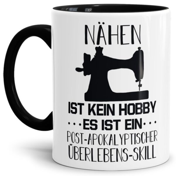 Unsere Tassen mit lustigem Spruch - Nähen ist kein Hobby 2 - in Schwarz passen in jede Lebenslage und zu jeder Situation. Ob als Bürotasse mit...