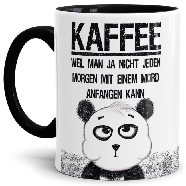 Unsere Tassen mit lustigem Spruch - Kaffee am Morgen - in Schwarz passen in jede Lebenslage und zu jeder Situation. Ob als Bürotasse mit lustigem...