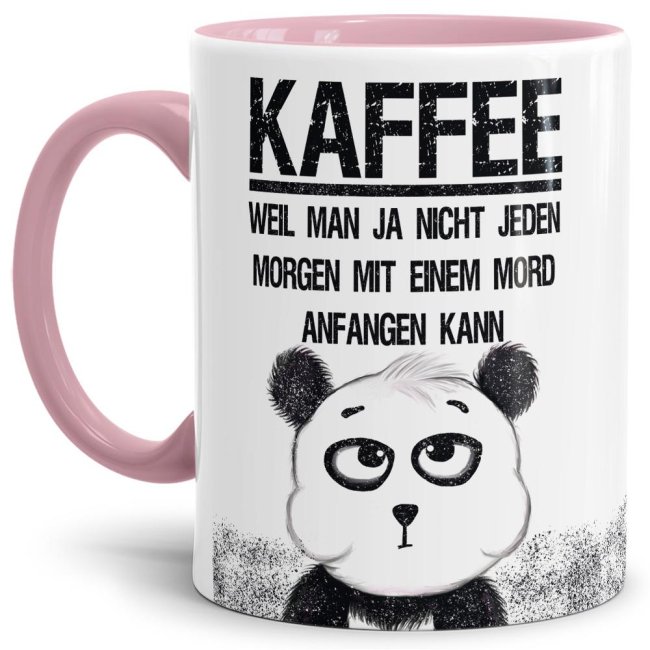 Unsere Tassen mit lustigem Spruch - Kaffee am Morgen - in Rosa passen in jede Lebenslage und zu jeder Situation. Ob als Bürotasse mit lustigem...