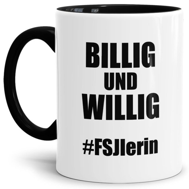 Unsere witzigen Billig & Willig Tassen sind eine lustige Geschenkidee für Azubis