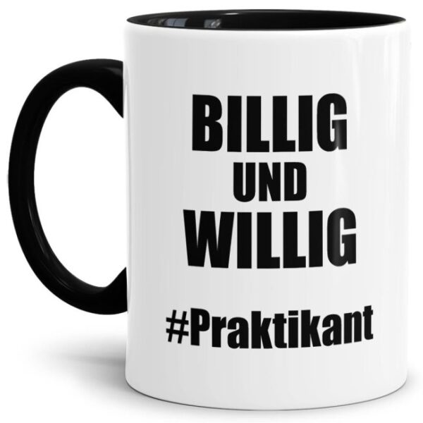 Unsere witzigen Billig & Willig Tassen sind eine lustige Geschenkidee für Azubis