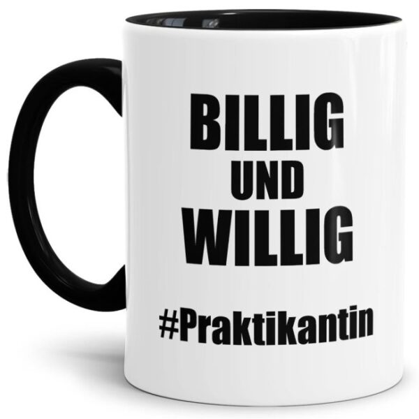 Unsere witzigen Billig & Willig Tassen sind eine lustige Geschenkidee für Azubis