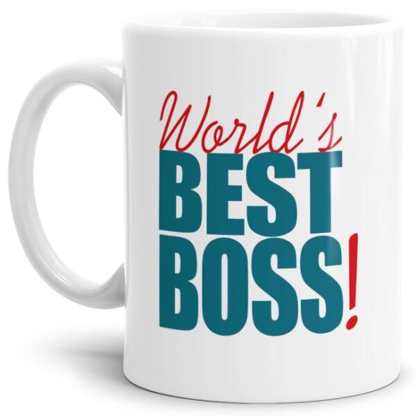 Lustige Tasse mit Spruch als Geschenk für den weltbesten Boss.