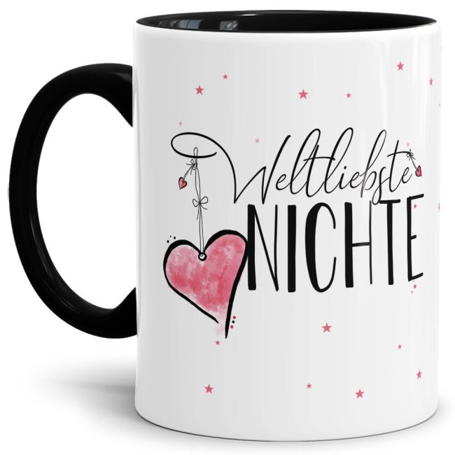 Diese Tasse aus hochwertiger Keramik - Weltliebste Nichte Innen & Henkel Schwarz - ist ein tolles Geschenk zum Geburtstag und eine schöne...