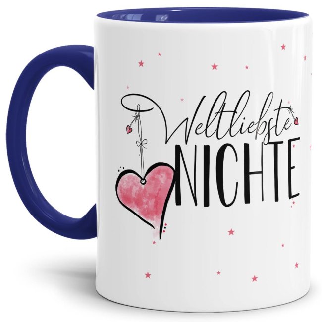 Diese Tasse aus hochwertiger Keramik - Weltliebste Nichte Innen & Henkel Dunkelblau - ist ein tolles Geschenk zum Geburtstag und eine schöne...