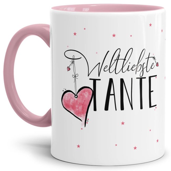 Diese Tasse aus hochwertiger Keramik - Weltliebste Tante - Innen & Henkel Rosa - ist ein tolles Geschenk zum Geburtstag und eine schöne...