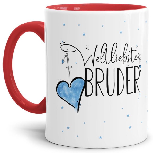 Diese Tasse aus hochwertiger Keramik - Weltliebster Bruder - Innen & Henkel Rot - ist ein tolles Geschenk zum Geburtstag und eine schöne...