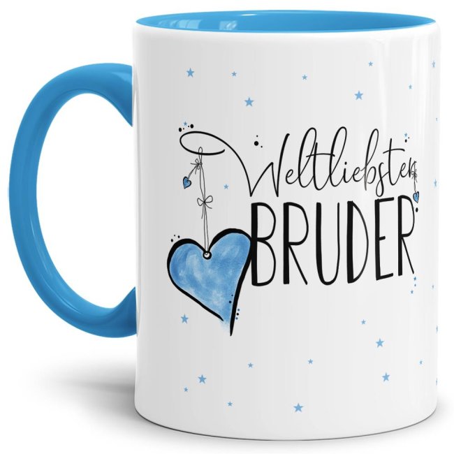 Diese Tasse aus hochwertiger Keramik - Weltliebster Bruder - Innen & Henkel Hellblau - ist ein tolles Geschenk zum Geburtstag und eine schöne...