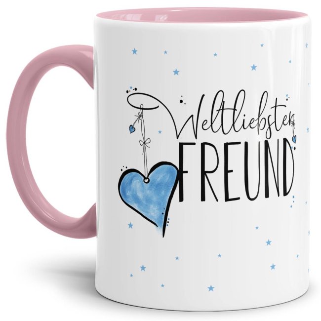 Diese Tasse aus hochwertiger Keramik - Weltliebster Freund - Innen & Henkel Rosa - ist ein tolles Geschenk zum Geburtstag und eine schöne...